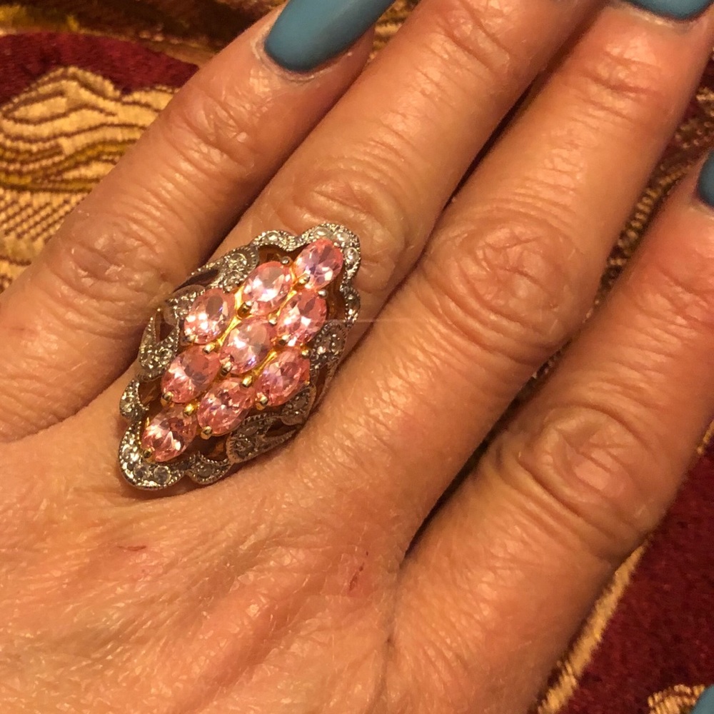 18k gold rhodium on top sterling silver, size 6